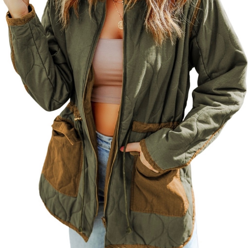 ❗️FLASH SALE ❗️Women's Olive Utility Jacket with Brown Accents